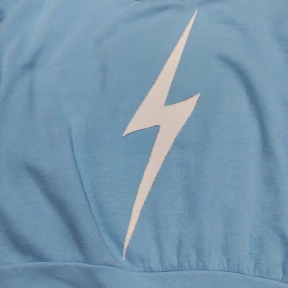 Aviator Nation Blue Lightning Bolt Design Crewneck Oversized Sweatshirt Size XS - Picture 6 of 11
